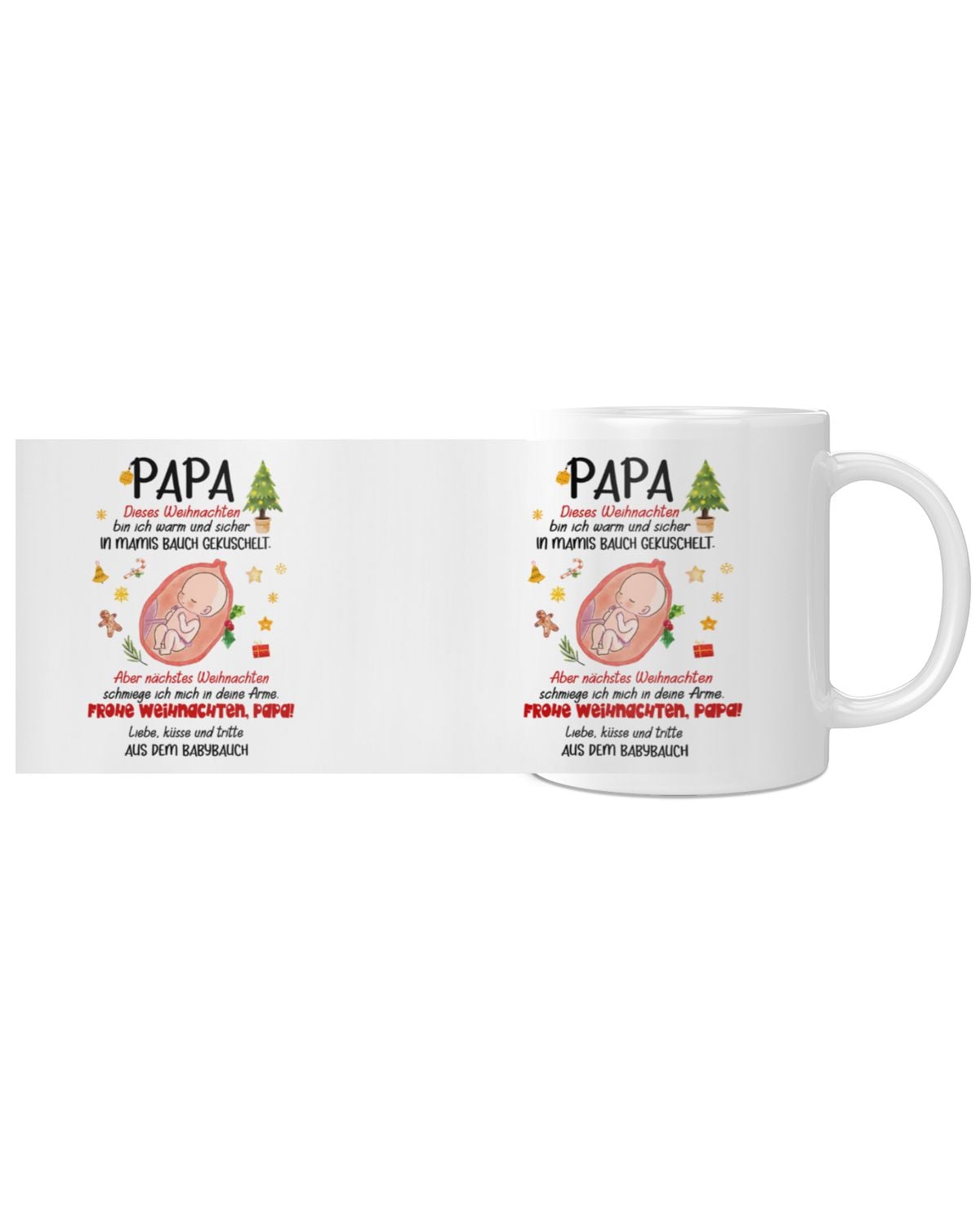 Weihnachts-Tasse für Papa – Geschenk für werdenden Vater – Babybauch Nachricht – Süße Schwangerschaftsüberraschung – Keramik Kaffeetasse – Ansicht 4