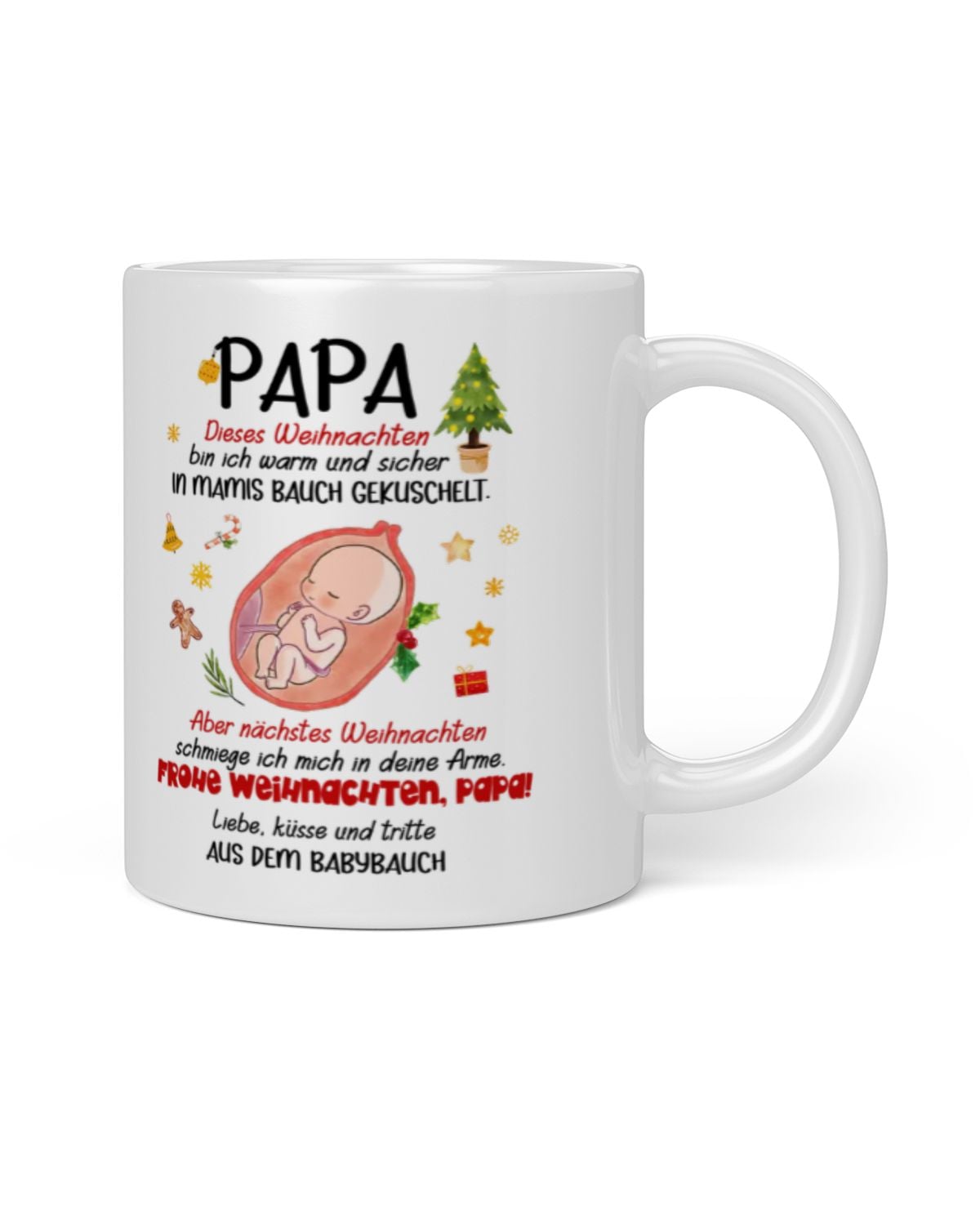 Weihnachts-Tasse für Papa – Geschenk für werdenden Vater – Babybauch Nachricht – Süße Schwangerschaftsüberraschung – Keramik Kaffeetasse – Ansicht 2