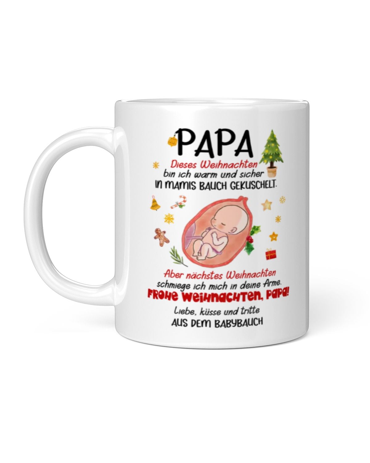 Weihnachts-Tasse für Papa – Geschenk für werdenden Vater – Babybauch Nachricht – Süße Schwangerschaftsüberraschung – Keramik Kaffeetasse – Ansicht 1