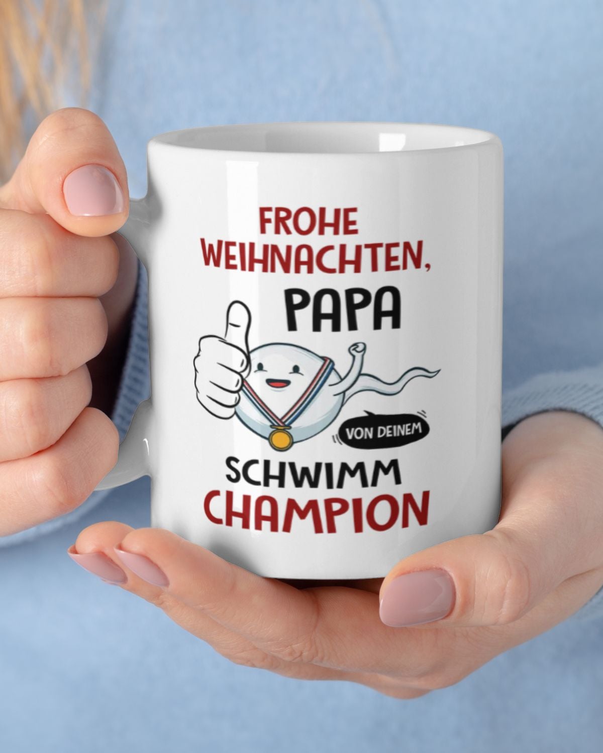 Weihnachts-Tasse für Papa – Lustiges Geschenk von deinem Schwimm Champion – Humorvolle Keramik Kaffeetasse – Frohe Weihnachten Papa – Ansicht 5