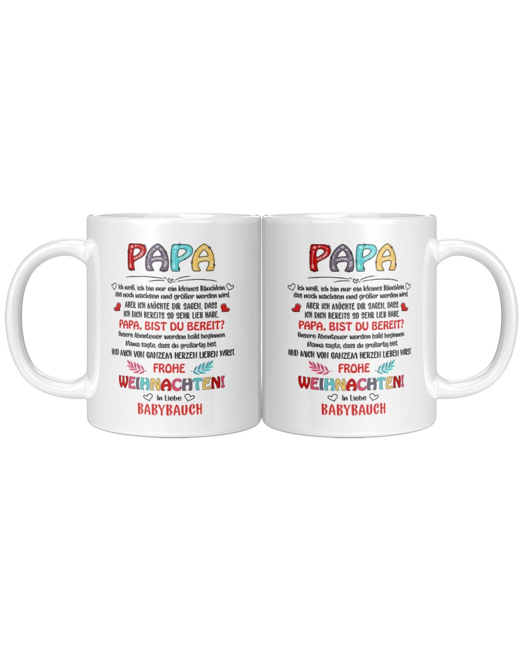 Weihnachts-Tasse für Papa – Geschenk vom Babybauch – Emotionale Botschaft für werdende Väter – Keramik Kaffeetasse – Frohe Weihnachten Papa – Ansicht 6