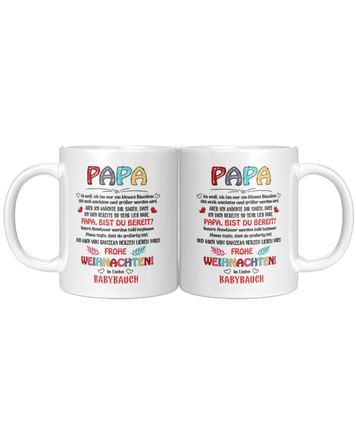 Weihnachts-Tasse für Papa – Geschenk vom Babybauch – Emotionale Botschaft für werdende Väter – Keramik Kaffeetasse – Frohe Weihnachten Papa – Ansicht 6