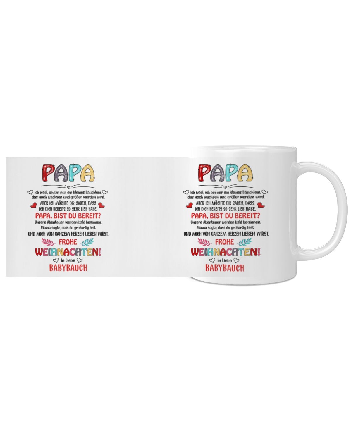 Weihnachts-Tasse für Papa – Geschenk vom Babybauch – Emotionale Botschaft für werdende Väter – Keramik Kaffeetasse – Frohe Weihnachten Papa – Ansicht 4