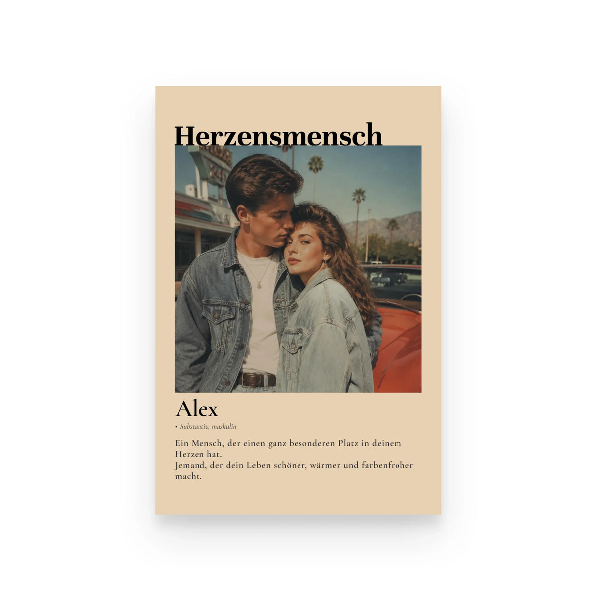 Herzensmensch – Personalisiertes Poster im Definitionsstil mit Wunschfoto