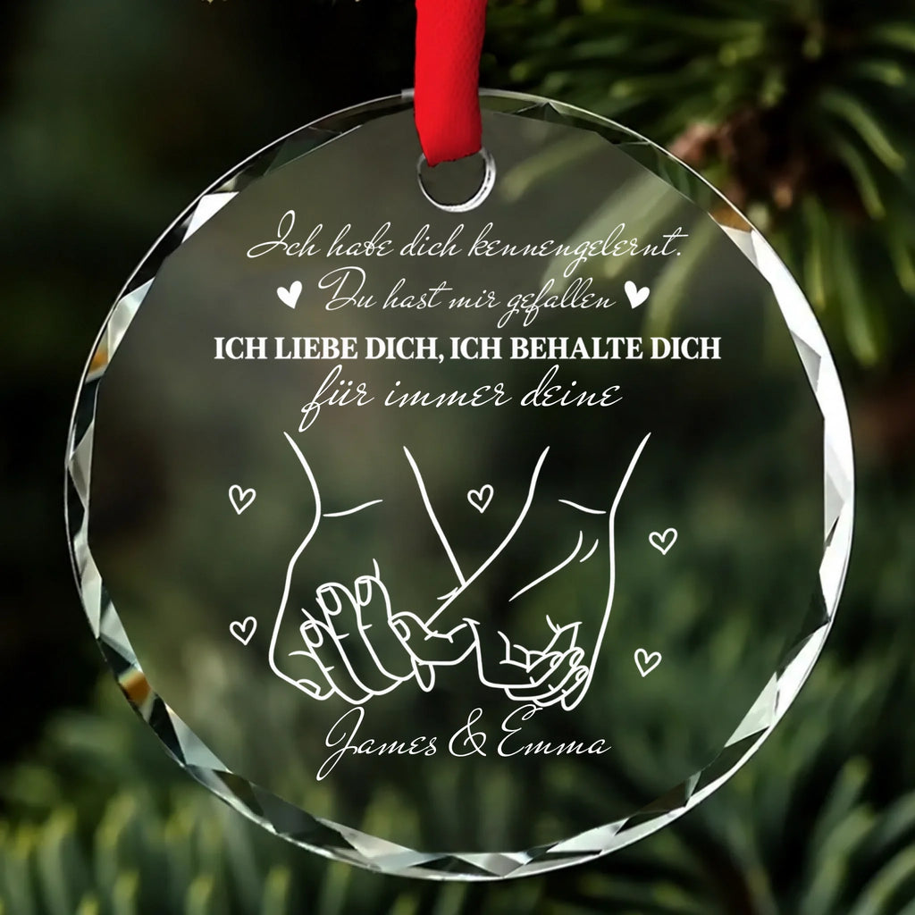 Weihnachtsschmuck mit Pinky Promise, Liebesspruch und Namen