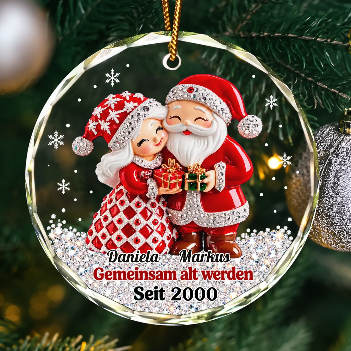 Personalisierter Weihnachtsschmuck für Paare – Detailansicht