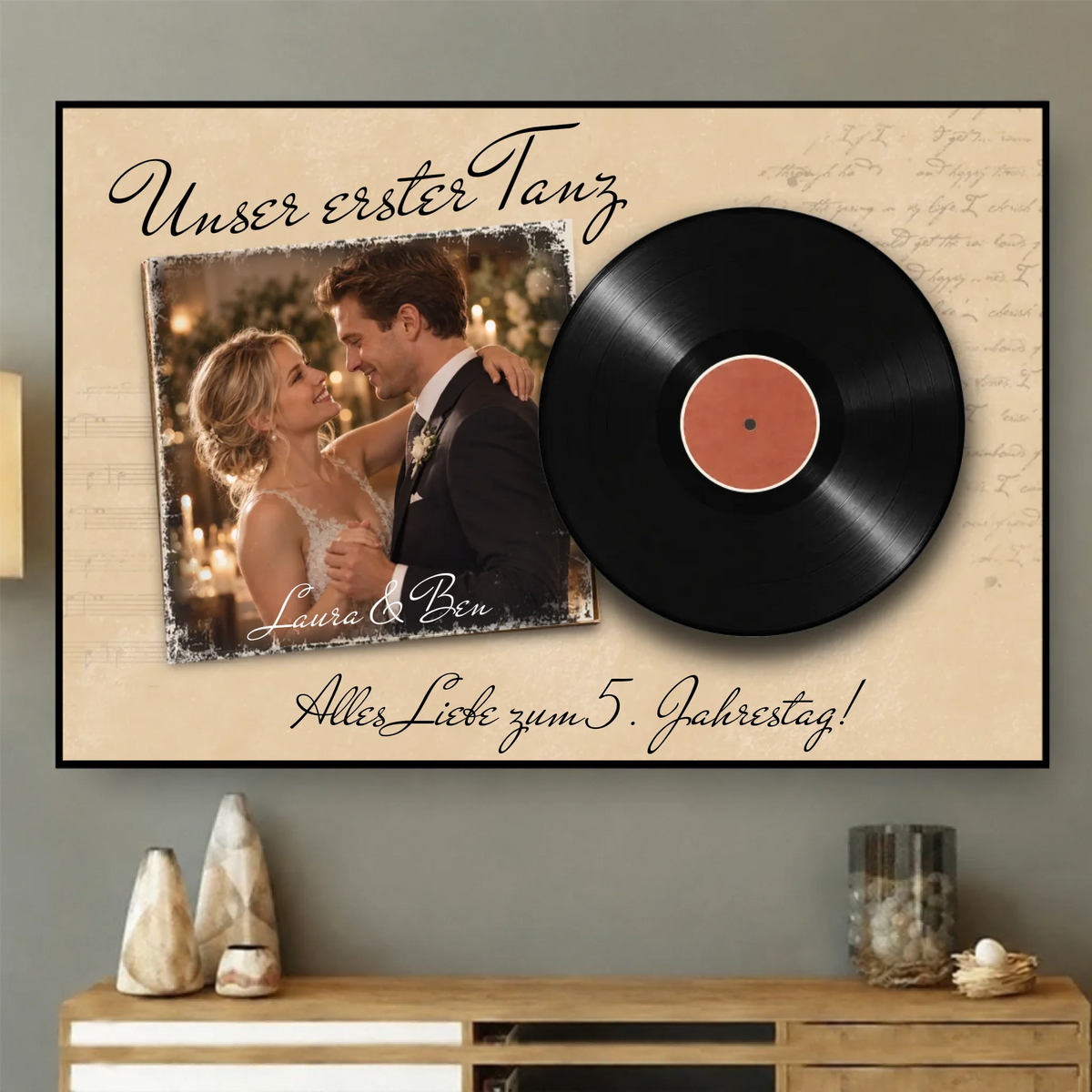 Personalisiertes Poster im Querformat mit Foto und Song
