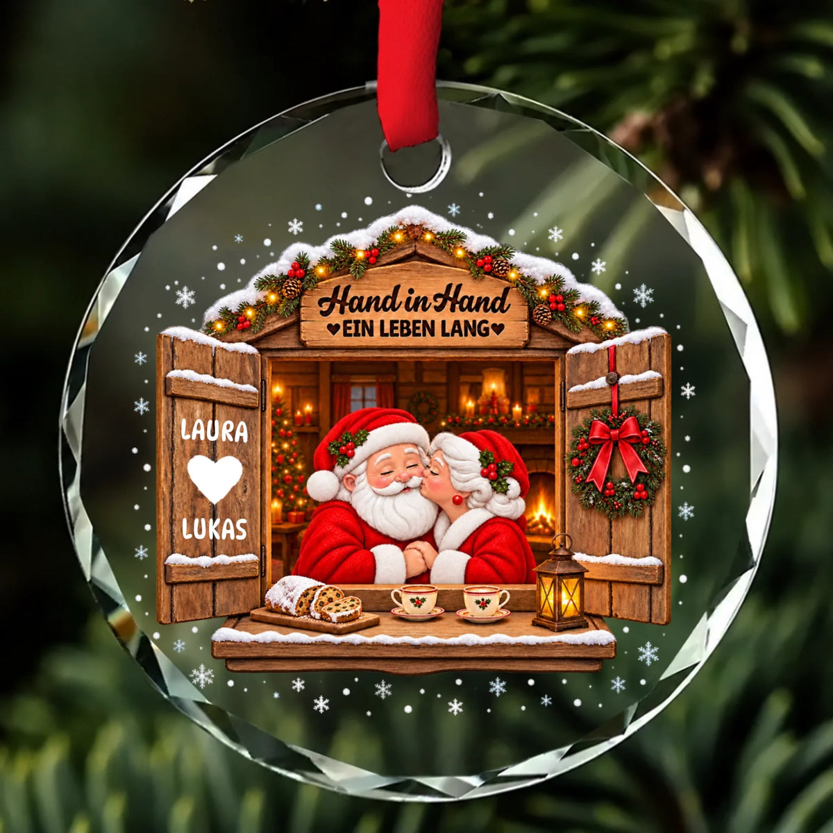 Weihnachtsschmuck für Paare mit den Namen Laura und Lukas