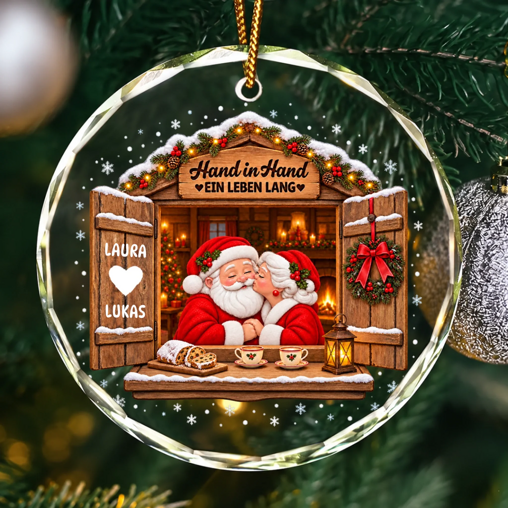 Weihnachtsfenster mit zwei personalisierten Namen