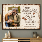 Personalisiertes Poster im Querformat mit Paarfoto und Namen, ohne Rahmen