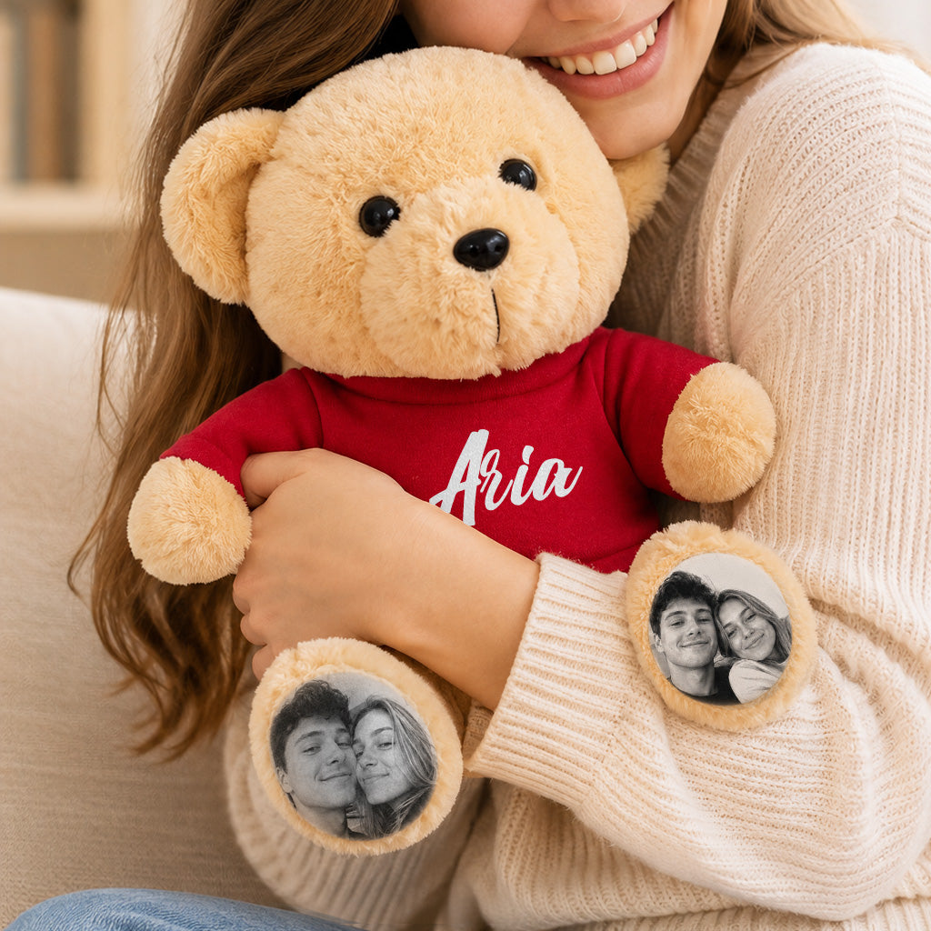 Teddybär mit Foto und Namen – Personalisierte Geschenke für Paare