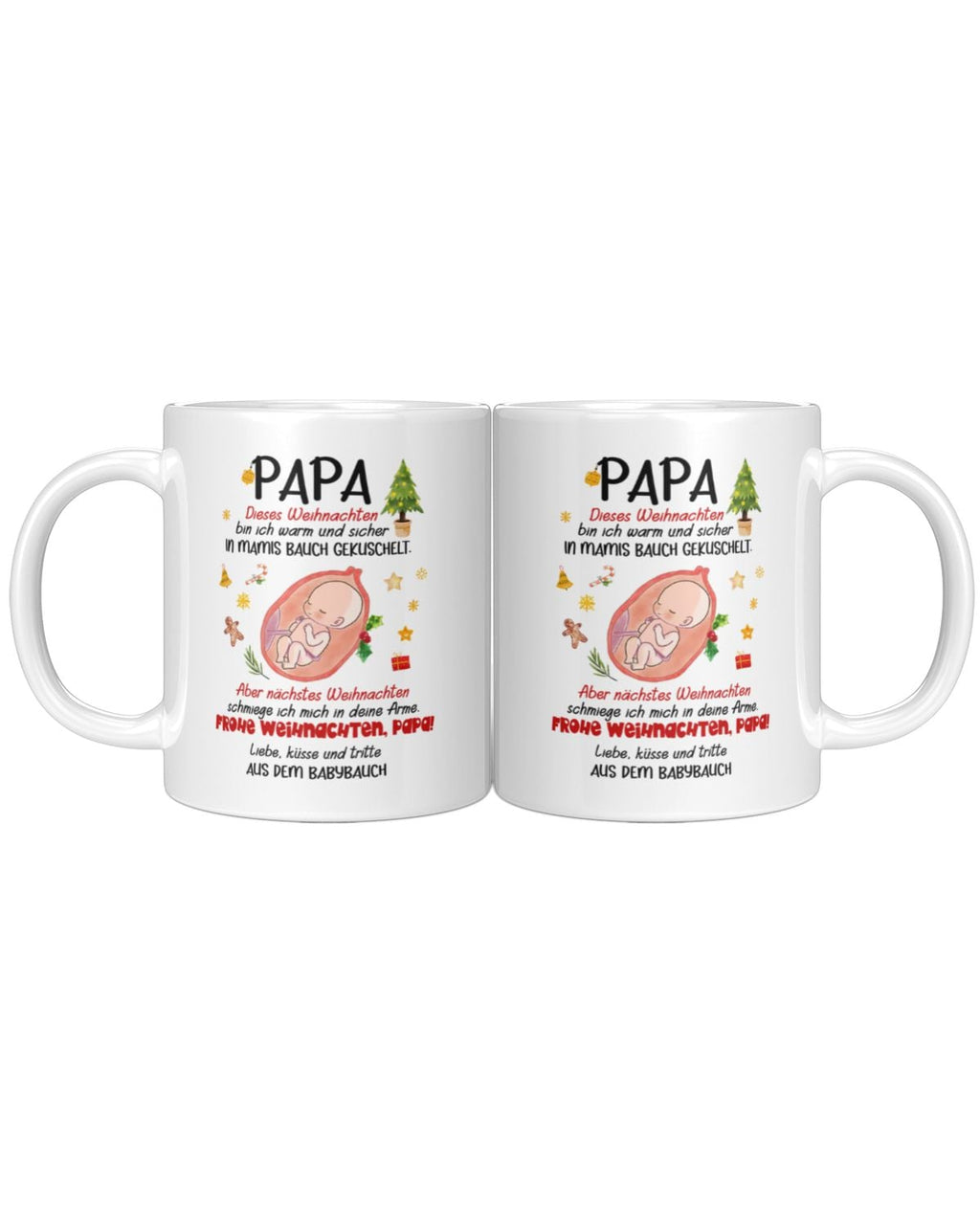 Weihnachts-Tasse für Papa – Geschenk für werdenden Vater – Babybauch Nachricht – Süße Schwangerschaftsüberraschung – Keramik Kaffeetasse – Ansicht 6