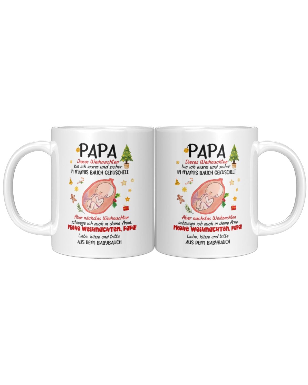 Weihnachts-Tasse für Papa – Geschenk für werdenden Vater – Babybauch Nachricht – Süße Schwangerschaftsüberraschung – Keramik Kaffeetasse – Ansicht 6