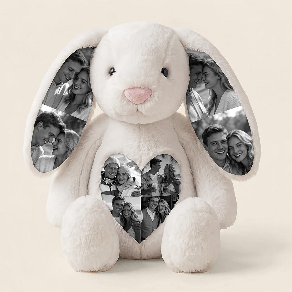 Foto-Plüschhase mit Bauchfotos – Personalisierte Geschenke für Paare