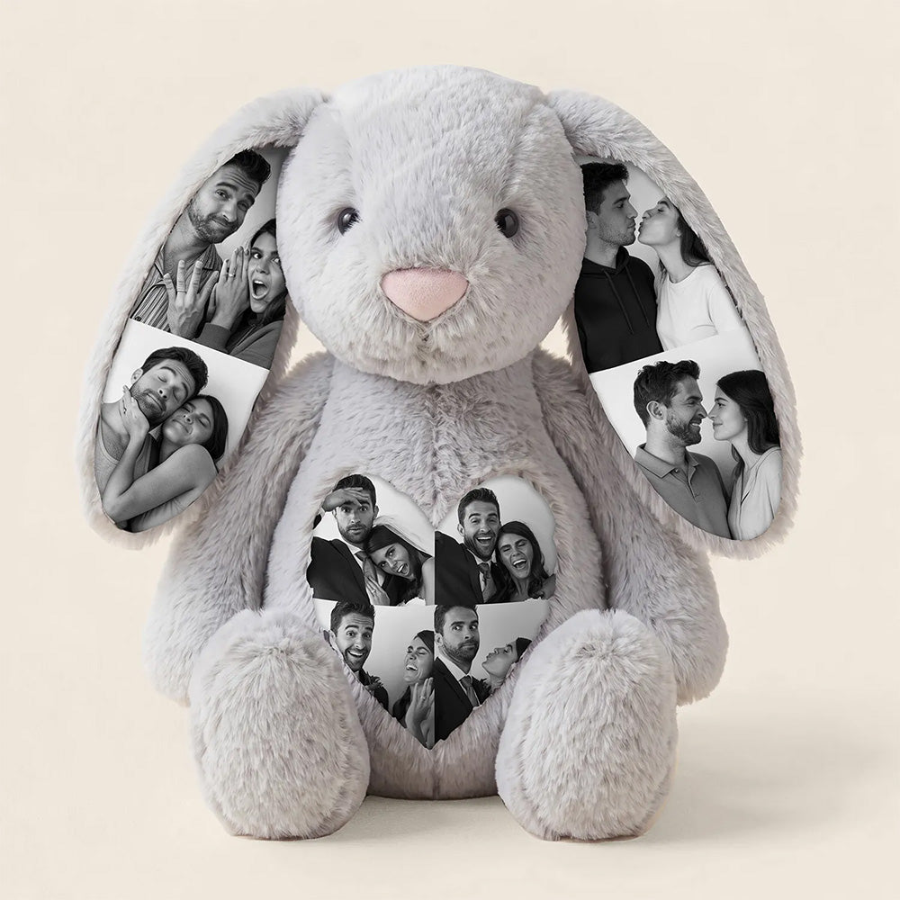 Foto-Plüschhase mit Bauchfotos – Personalisierte Geschenke für Paare