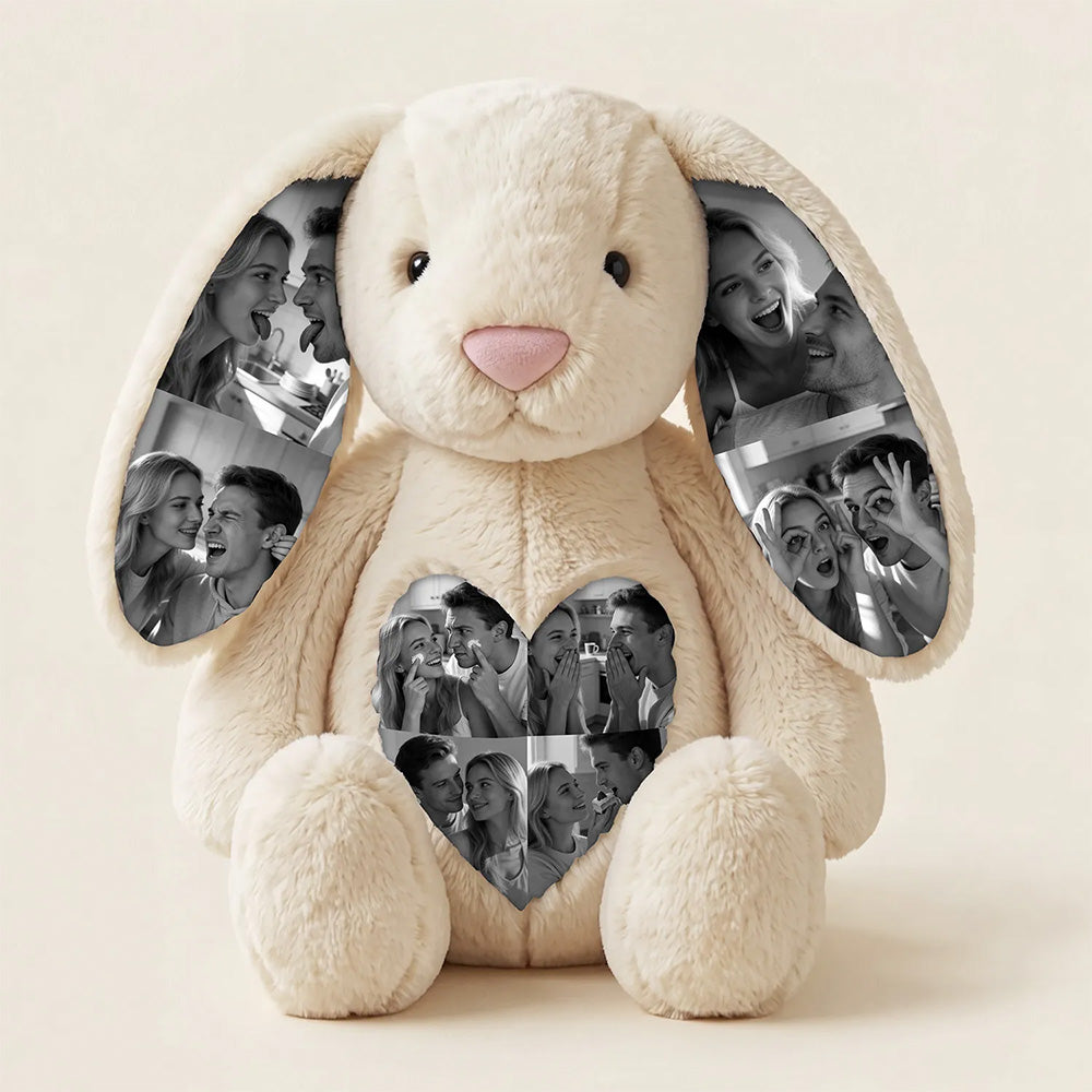 Foto-Plüschhase mit Bauchfotos – Personalisierte Geschenke für Paare