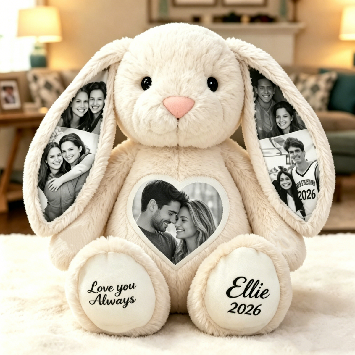 Foto-Hase in Schwarz-Weiß – Personalisierte Geschenke für Paare