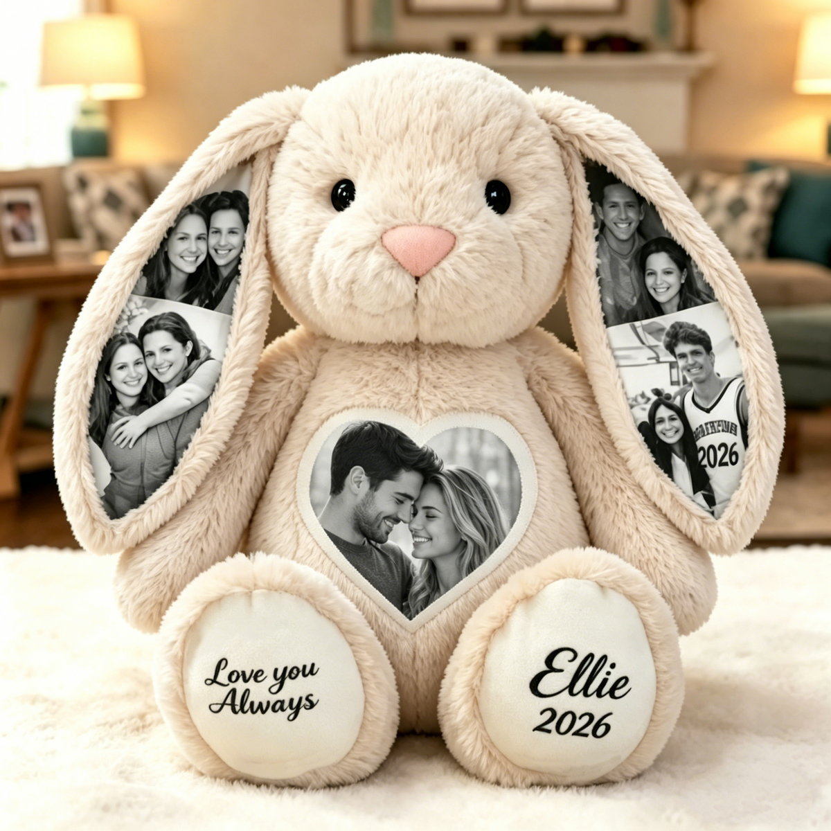 Foto-Hase in Schwarz-Weiß – Personalisierte Geschenke für Paare