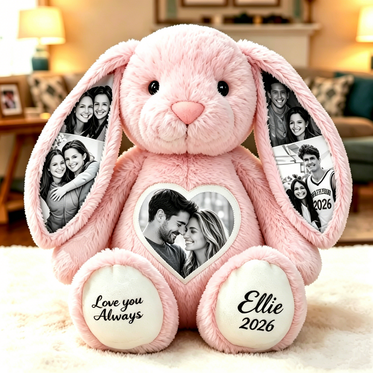 Foto-Hase in Schwarz-Weiß – Personalisierte Geschenke für Paare