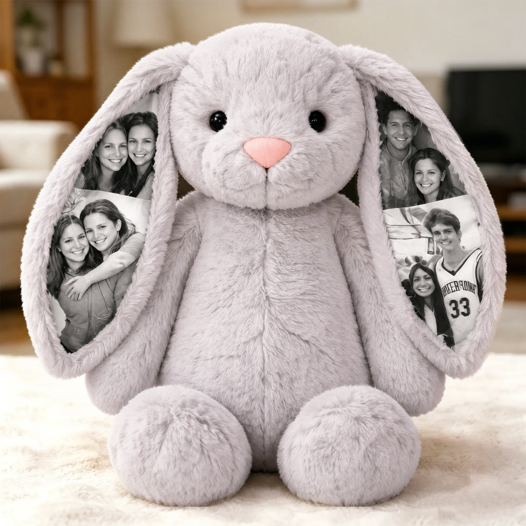Plüschhase mit Foto-Ohren – Personalisierte Geschenke für Paare