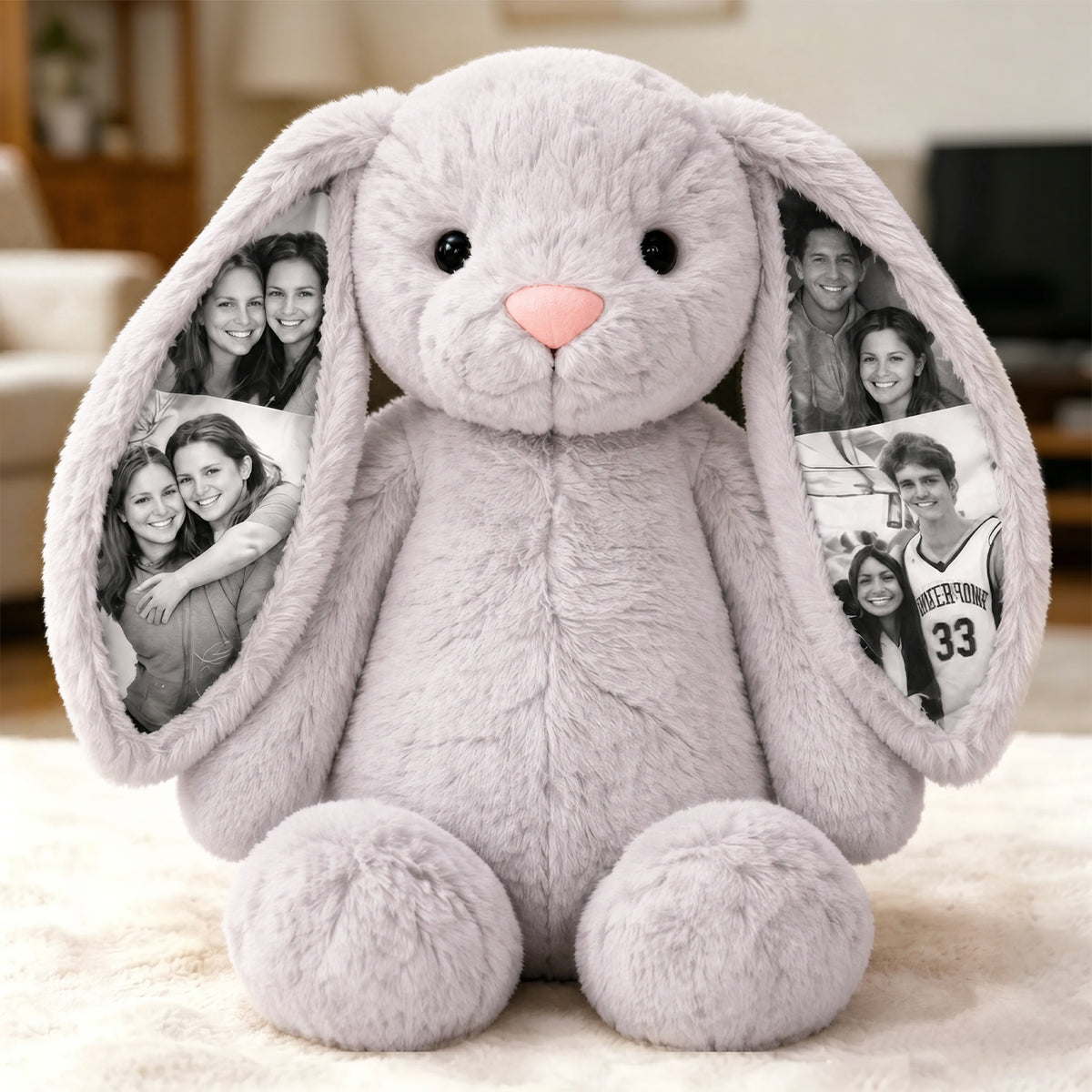 Plüschhase mit Foto-Ohren – Personalisierte Geschenke für Paare