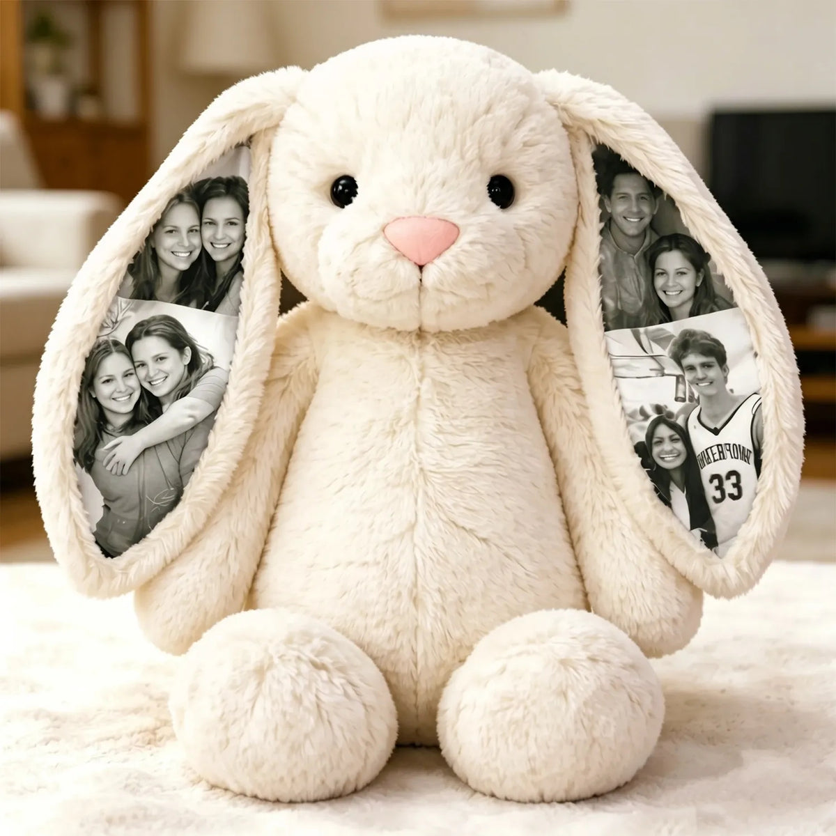 Plüschhase mit Foto-Ohren – Personalisierte Geschenke für Paare