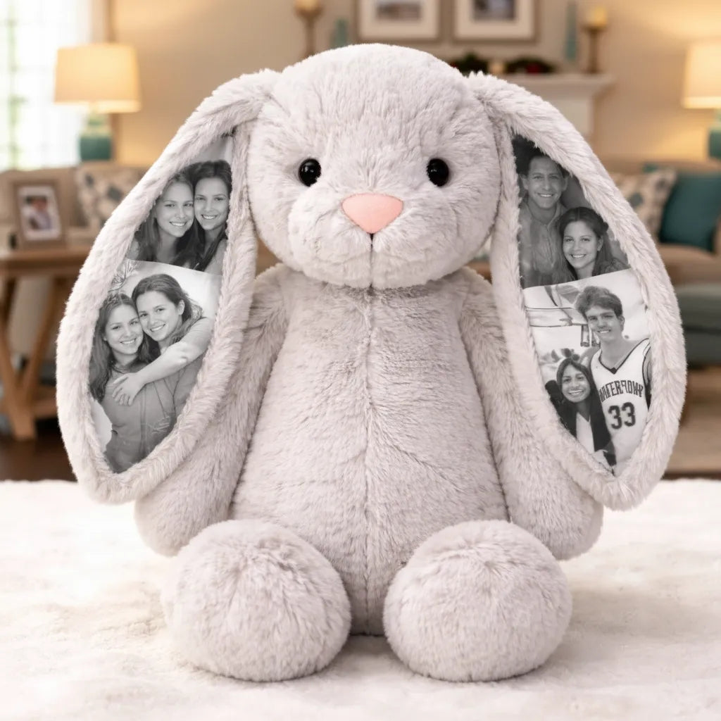 Plüschhase mit Foto-Ohren – Personalisierte Geschenke für Paare