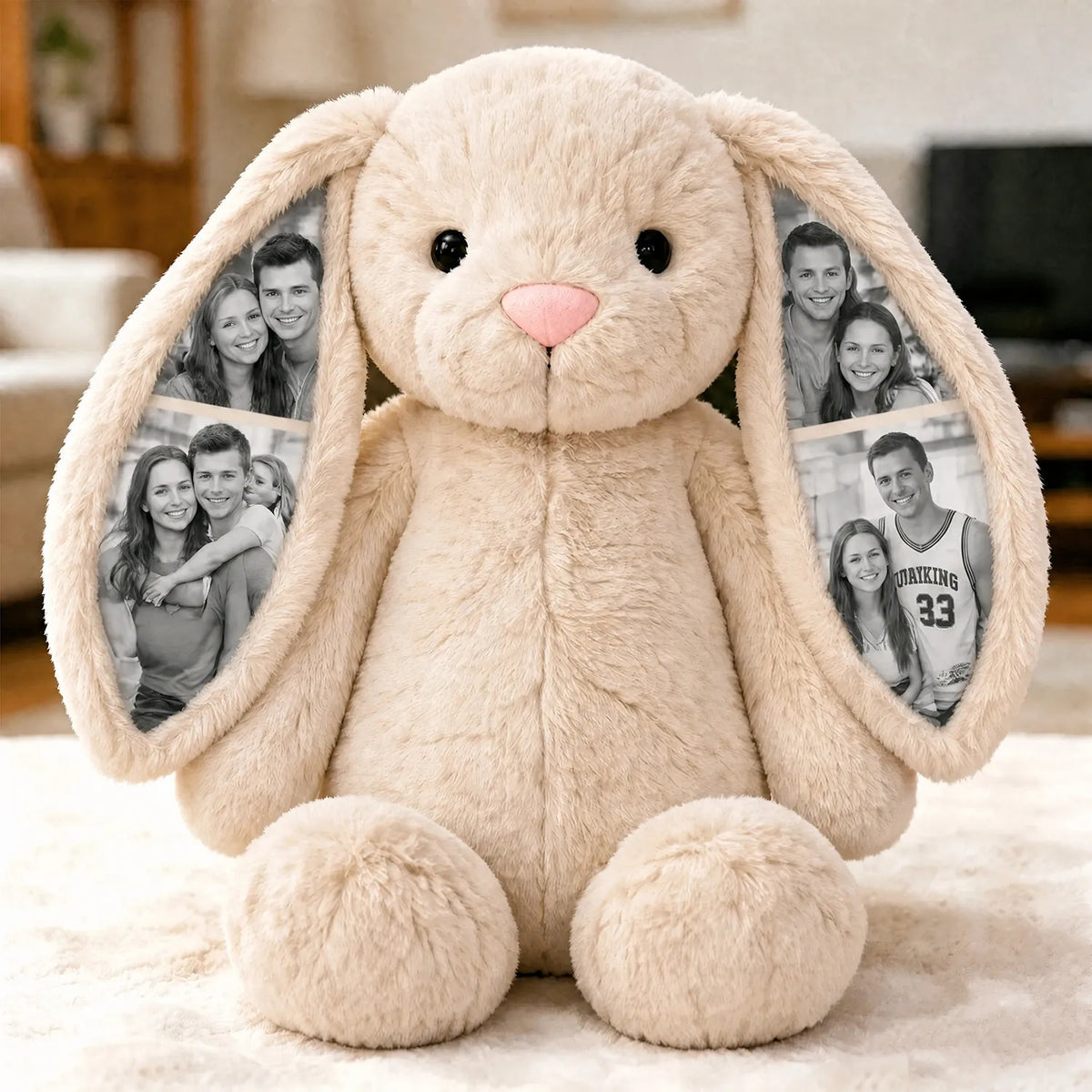 Plüschhase mit Foto-Ohren – Personalisierte Geschenke für Paare