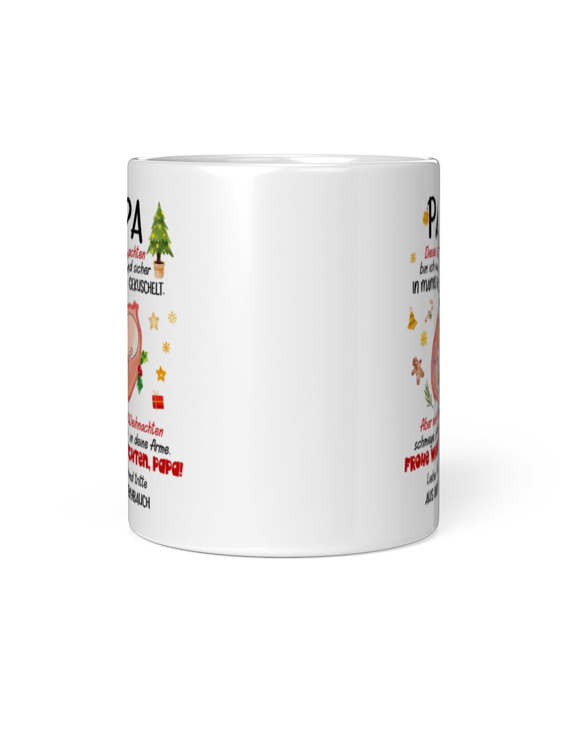 Weihnachts-Tasse für Papa – Geschenk für werdenden Vater – Babybauch Nachricht – Süße Schwangerschaftsüberraschung – Keramik Kaffeetasse – Ansicht 3